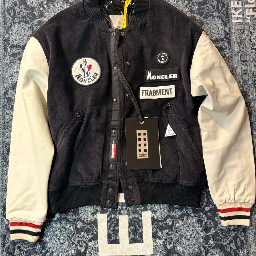 Moncler Black and White Patchwork Bomber Jacket